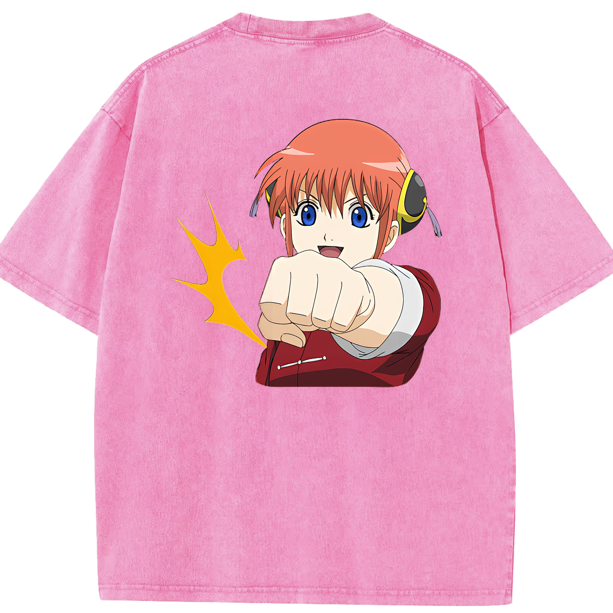 （画像用） ぎんたま 坂田銀時（さかたぎんとき） 神楽 志村新八（しむら しんぱち） GINTAMA Sakata Gintoki Kagura Shimura Shinpachi 綿100% ヴィンテージ風 半袖Tシャツ（背面プリント）